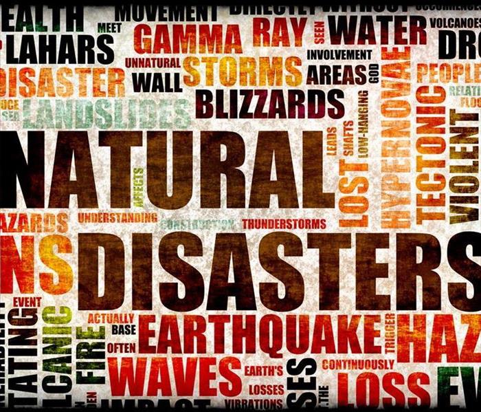 graphics of words on plaque natural disasters